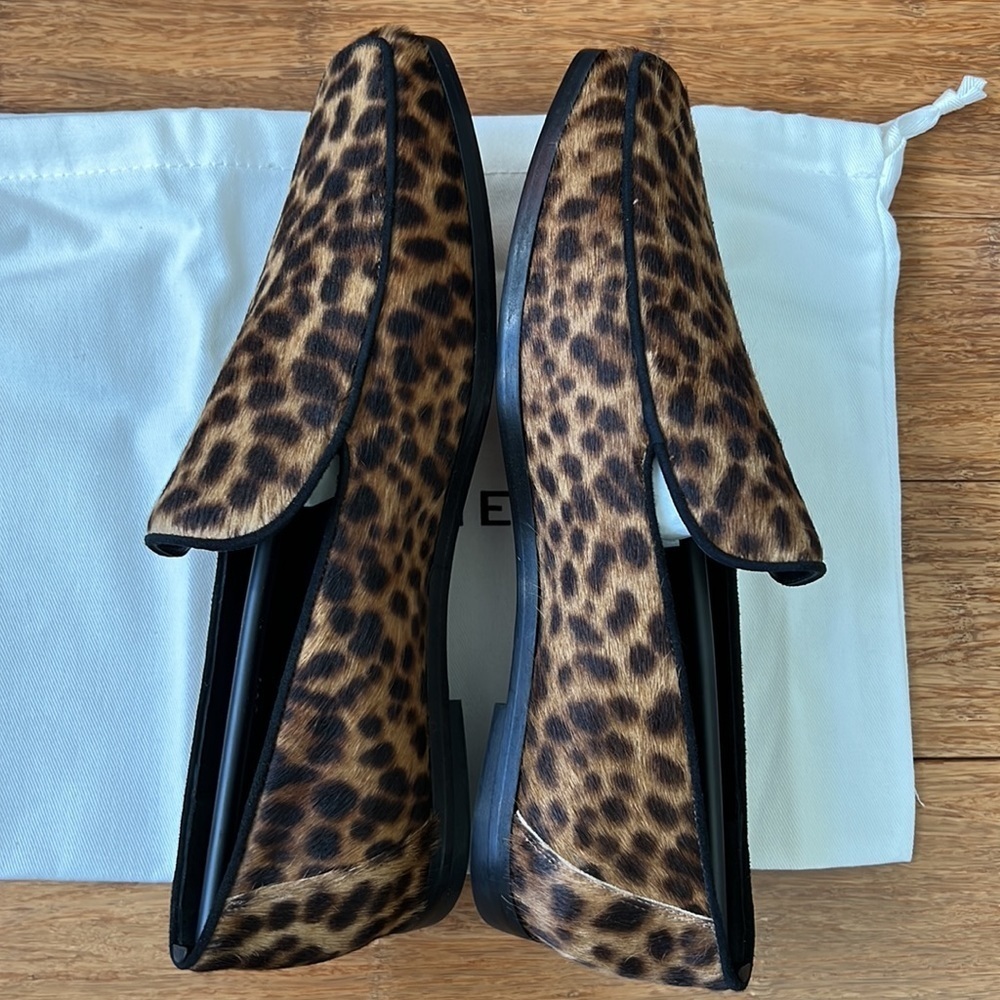 NEW FRAME Designer Le Verona Leather Leopard Print Loafers 38 w/ Dust Bag - Picture 7 of 10